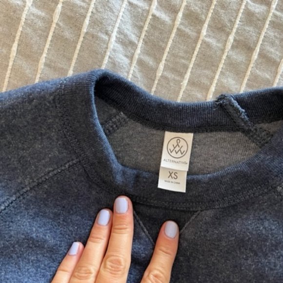 Alternative Apparel Teddy Baby Champ Textured Crewneck Sweatshirt Blue, XS - Picture 4 of 5